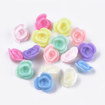 Opaque Acrylic Beads, Flower, Mixed Color, 13x14.5x7mm, Hole: 1.5mm, about 1136pcs/500g