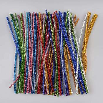 DIY Plush Sticks, with Iron Core, Pipe Cleaners, Kid Craft Material, Mixed Color, 300x7mm, 100pcs/set