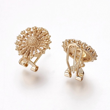 Brass Stud Earring Findings, with Loop, Flower, Golden, 17.5x14.5x11mm, Hole: 1.8mm, Pin: 0.7mm