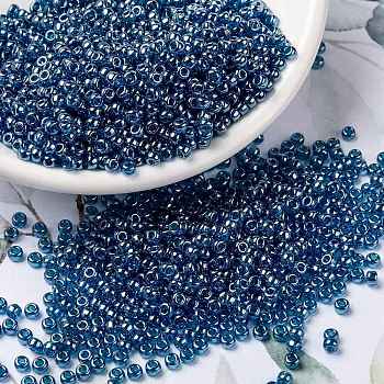 MIYUKI Round Rocailles Beads, Japanese Seed Beads, 8/0, (RR326) Transparent Capri Blue Luster, 3mm, Hole: 1mm, about 2111~2277pcs/50g