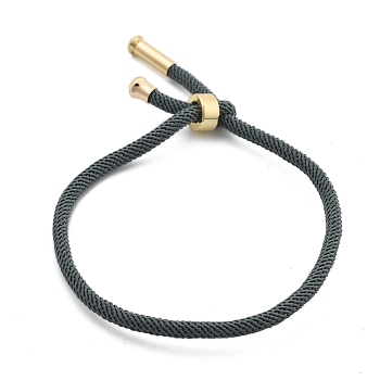 Cotton Cord Bracelets, with Brass Finding, Long-Lasting Plated, Real 24K Gold Plated, Slate Gray, 8-1/2 inch(21.5cm)~9 inch(23cm)