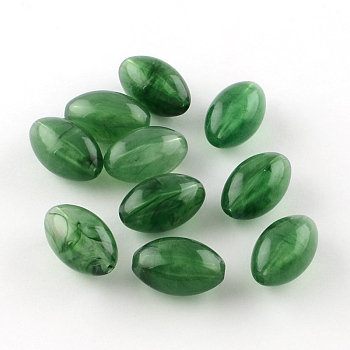 Oval Imitation Gemstone Acrylic Beads, Medium Sea Green, 20x12mm, Hole: 2.5mm, about 260pcs/500g