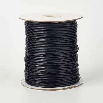 Eco-Friendly Korean Waxed Polyester Cord, Black, 0.8mm, about 174.97 yards(160m)/roll