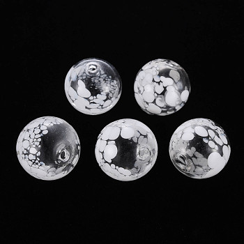 Transparent Handmade Blown Glass Globe Beads, Round, Clear, 20~21.5mm, Hole: 1.5mm