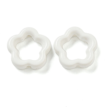 Opaque Acrylic Beads, Flower, White, 16x5mm, Hole: 1.9mm