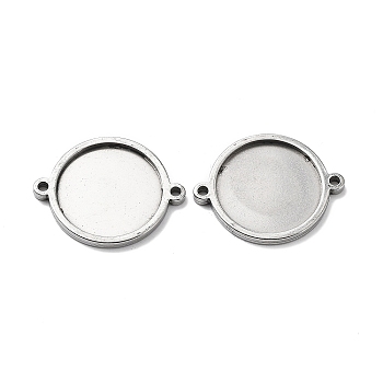 201 Stainless Steel Cabochon Connector Settings, Flat Round, Stainless Steel Color, Tray: 20mm, 23.4x29.2x2.3mm, Hole: 2mm