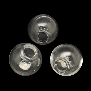 Round Handmade Blown Glass Globe Ball Bottles, One Hole, for Glass Vial Pendants Making, Clear, 16mm, Hole: 3.5~6mm