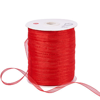 Organza Ribbon, Red, 1/4 inch(6mm), 500yards/Roll(457.2m/Roll)
