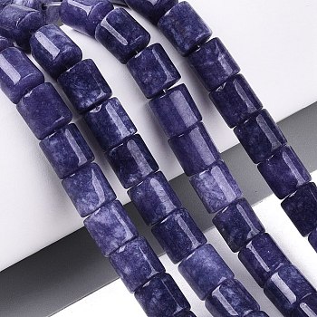 Dyed Natural White Jade Beads Strands, Column, Dark Slate Blue, 8x8~8.5mm, Hole: 0.8~1mm, about 45pcs/strand, 14.76~14.96 inch(37.5~38cm)