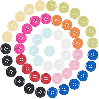 Resin Buttons, Dyed, Flat Round, Mixed Color, 20x3mm, Hole: 2mm, 200pcs/box