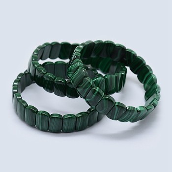Natural Malachite Stretch Bracelets, Rectangle, 2 inch(5.1cm)
