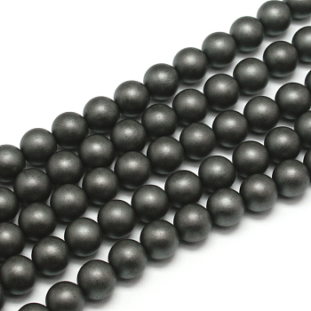 Frosted Non-magnetic Synthetic Hematite Round Bead Strands, Grade AA, 6mm, Hole: 0.8mm, about 65pcs/strand, 16 inch