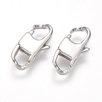 304 Stainless Steel Lobster Claw Clasps, Stainless Steel Color, 17x8x4mm, Hole: 4x4.5mm