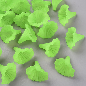 Transparent Acrylic Beads, Calla Lily, Frosted, Lawn Green, 40.5x33x35mm, Hole: 1.8mm, about 135pcs/500g