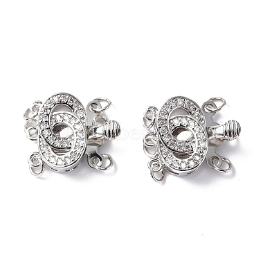 Platinum Clear Others Brass+Cubic Zirconia Box Clasps