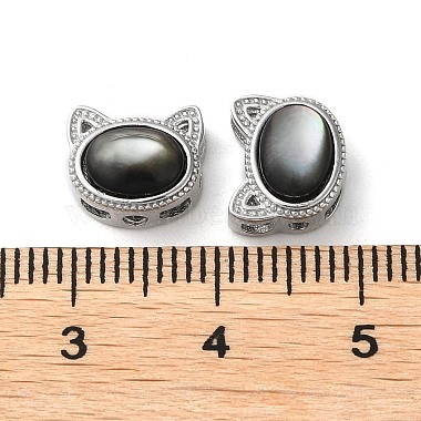 Cat Shape Rhodium Plated 925 Sterling Silver Beads(STER-D005-01P)-3