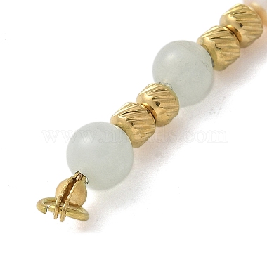 Natural Angelite & Plastic Imitation Pearl Round Beaded Connector Charms/Links(STAS-L277-11G-05)-2