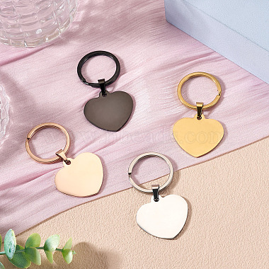 4Pcs 4 Styles Stainless Steel Keychains(KEYC-TA0004-81G)-4