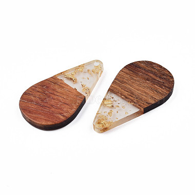 Transparent Resin & Walnut Wood Pendants(RESI-N025-030-A01)-3