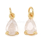 Brass & Glass Pendants, Teardrop Charm, Golden, Faceted, Clear, 10x5.5x4mm, Hole: 2.3mm(KK-Q085-16G-01)