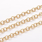 3.28 Feet Ion Plating(IP) 304 Stainless Steel Rolo Chains, Belcher Chain, Unwelded, for Jewelry Making, Golden, 3.5x0.6mm(X-CHS-K004-17G-0.6mm)
