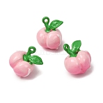 Alloy Enamel Pendants, Peach Charms, Pearl Pink, 15.5x12x10.5mm, Hole: 1.2mm(AL-CBA90C6-01)