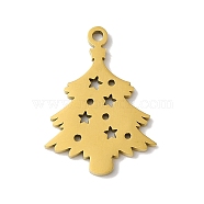 5Pcs Christmas 201 Stainless Steel Pendants, Laser Cut, Real 18K Gold Plated, Christmas Tree, 18x13x1mm, Hole: 1.2mm(STAS-Z068-01G-01)