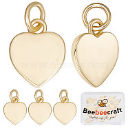 Brass Charms, with Jump Ring, Heart, Real 18K Gold Plated, 12x9.5x1.5mm, Hole: 3mm, 20pcs/box(KK-BBC0005-09)