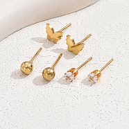 Elegant 18K Gold Plated 3 Pairs of Stud Earrings Set for Women, Mixed Shapes(HS3796)