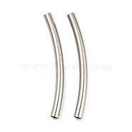 304 Stainless Steel Tube Beads, Curved Tube, Stainless Steel Color, 25x2mm, Hole: 1.5mm(STAS-B047-27G-P)