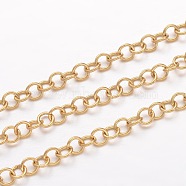 3.28 Feet Ion Plating(IP) 304 Stainless Steel Rolo Chains, Belcher Chain, Unwelded, for Jewelry Making, Golden, 3.5x0.6mm(X-CHS-K004-17G-0.6mm)