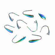 316 Stainless Steel Earring Hooks, Ear Wire with Horizontal Loop, Rainbow Color, 17x4.5mm, Hole: 1.6mm, 20 Gauge, Pin: 0.8mm(STAS-N098-001)