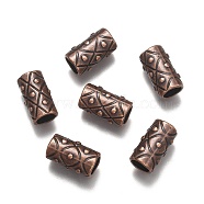 Tibetan Style Alloy Beads, Tube, Red Copper, Lead Free & Cadmium Free, 17x10mm, Hole: 7mm(X-K0P66061)