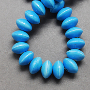 Handmade Porcelain Beads, Bright Glazed Porcelain, Rondelle, Deep Sky Blue, 15x10mm, Hole: 4mm(PORC-Q173-15x10mm-06)