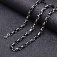 Titanium Steel Byzantine Chain Necklaces for Men, Black, 17.72 inch(45cm)(FS-WG56795-19)