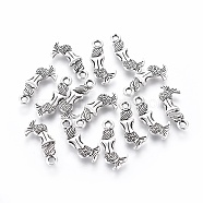 Tibetan Style Alloy Pendants, Mermaid, Cadmium Free & Nickel Free & Lead Free, Antique Silver, 20x8.5x2mm, Hole: 2mm, about 1400pcs/1000g(TIBEP-Q063-125AS-NR)