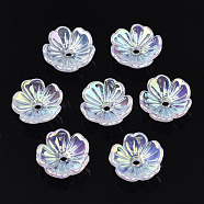 5-Petal Electroplate Acrylic Bead Caps, Flower, WhiteSmoke, 11x11x3.5mm, Hole: 1.5mm(X-PACR-T014-05)