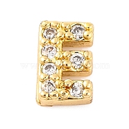 Rack Plating Brass Micro Pave Cubic Zirconia Cabochons, Cadmium Free & Lead Free, Long-Lasting Plated, Real 18K Gold Plated, Letter E, 6x4x2mm(KK-F874-04G-E)