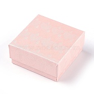 Cardboard Box, Square, Misty Rose, 7.5x7.5x3.5cm, with Sponge(X-CBOX-G017-01)