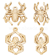 12Pcs 2 Style Halloween Theme 201 Stainless Steel Pendants, Spider Charm, Real 18K Gold Plated, 25~29x20~22.5x3mm, Hole: 1.5~1.8mm, 6pcs/style(STAS-BBC0002-02)