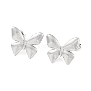 304 Stainless Steel Stud Earrings, Butterfly, Stainless Steel Color, 17x20mm(EJEW-M233-09P)