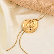 Brass Shell Shape Pendant Snake Chain Necklace for Women, Real 18K Gold Plated, 17.68 inch(44.9cm)(NJEW-F333-01G)