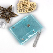 PVC Transparent Pendants Storage Bag for Women & Girls, Glitter Powder, Rectangle, Light Sky Blue, 100x85mm(PW-WG4BDBD-04)