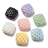 UV Plating Acrylic Beads, Iridescent, Square, Mixed Color, 20.5x20.5x9mm, Hole: 3mm(OACR-H022-01)