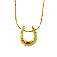 Stainless Steel Teardrop Pendant Necklaces, Finger Rings Holder Necklace, Real 18K Gold Plated, 15.75 inch(40cm)(JB6255-2)
