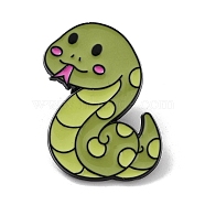 Snake Alloy Enamel Pin Brooches, for Backpack Clothes, Yellow Green, 30.5x25x1.4mm(JEWB-C029-02A-EB)