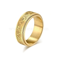 Eye Pattern Titanium Steel Rotating Finger Ring, Fidget Spinner Ring for Calming Worry Meditation, Golden, US Size 10(19.8mm)(PW-WG69410-10)