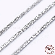 Adjustable Rhodium Plated 925 Sterling Silver Wheat Chain Necklaces, with Spring Ring Clasps, Platinum, 24 inch(61cm), 1mm(NJEW-L456-003A-P)