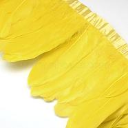 Fashion Goose Feather Cloth Strand Costume Accessories, Yellow, 100~180x38~62mm, about 2m/bag(FIND-Q040-05G)
