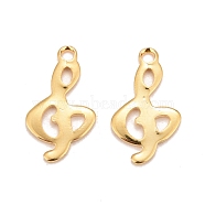 201 Stainless Steel Charms, Note, Real 24k Gold Plated, 14x8x0.9mm, Hole: 1.2mm(STAS-K217-28G)